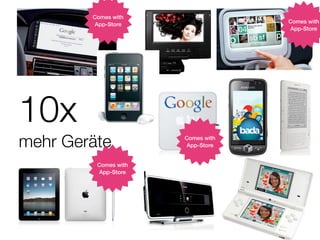 Comes with
                                   Comes with
        App-Store
                                   App-Store




10x
mehr Geräte           Comes with
                      App-Store


         Comes with
         App-Store
 
