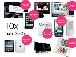 Comes with
                                                            Comes with
        App-Store
                                                            App-Store




                     Comes with
                     App-Store


                                               Comes with




10x
                                               App-Store




mehr Geräte                       Comes with
                                  App-Store


         Comes with
         App-Store
                                                            Comes with
                                                            App-Store
 