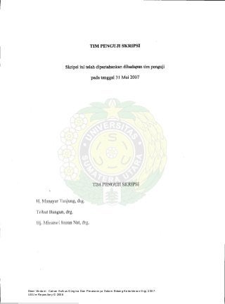 Dewi Vindani : Cairan Sulkus Gingiva Dan Peranannya Dalam Bidang Kedokteran Gigi, 2007.
USU e-Repository © 2008
 
