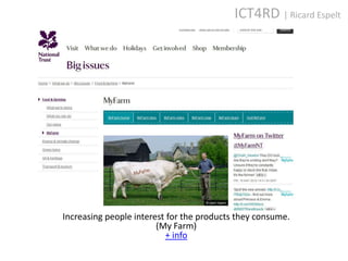 ICT4RD | Ricard Espelt




Increasing people interest for the products they consume.
                        (My Farm)
                          + info
 