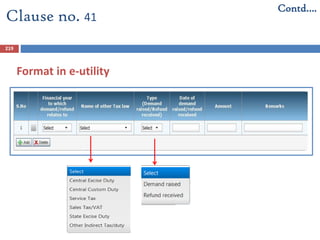 219
Format in e-utility
Clause no. 41
Contd….
 