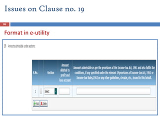 86
Issues on Clause no. 19
Format in e-utility
 