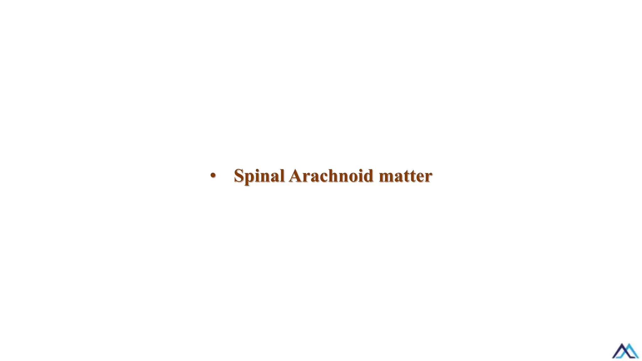 • Spinal Arachnoid matter
 