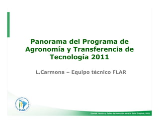 Panorama del Programa de
Agronomía y Transferencia de
      Tecnología 2011

  L.Carmona – Equipo técnico FLAR
 