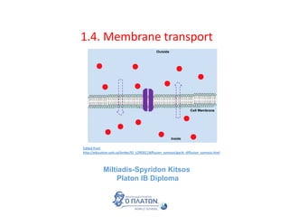 1.4. Membrane transport
Miltiadis-Spyridon Kitsos
Platon IB Diploma
Edited from
http://education.uoit.ca/lordec/ID_LORDEC/diffusion_osmosis/garib_diffusion_osmosis.html
 