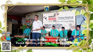 Festival Barista Jakarta 2019
Pasar Festival-Jakarta, 22 November 2019
Deputi Gubernur
Bidang Budaya dan Pariwisata
 