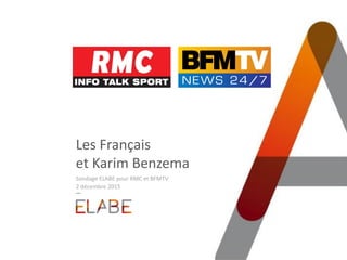 Les Français
et Karim Benzema
Sondage ELABE pour RMC et BFMTV
2 décembre 2015
 