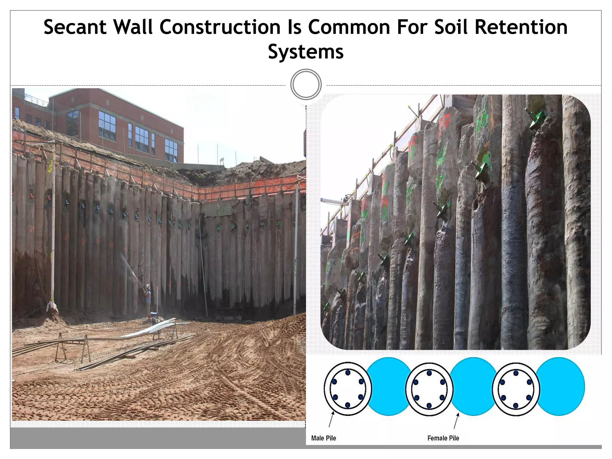 Secant Wall Construction Is Common For Soil Retention
Systems
 