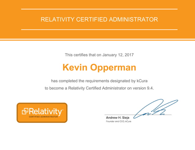 Relativity Certification Relativity Certified Administrator Certificate | PDF