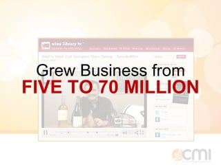 Grew Business from FIVE TO 70 MILLION 