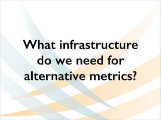 What infrastructure
do we need for
alternative metrics?

 