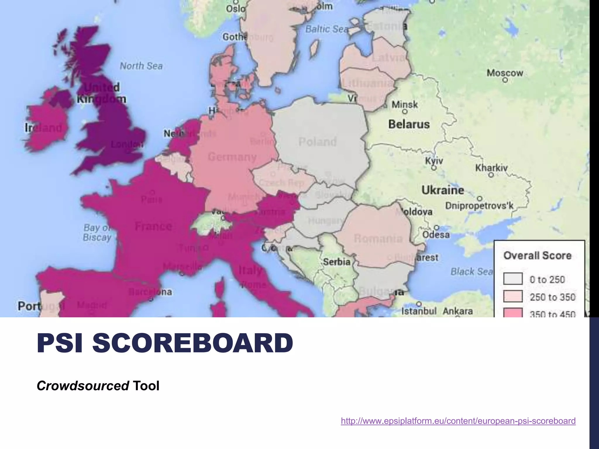 PSI SCOREBOARD 
Crowdsourced Tool 
http://www.epsiplatform.eu/content/european-psi-scoreboard 
 