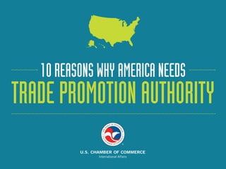 10 REASONS WHY AMERICA NEEDS 
TRADE PROMOTION AUTHORITY 
 