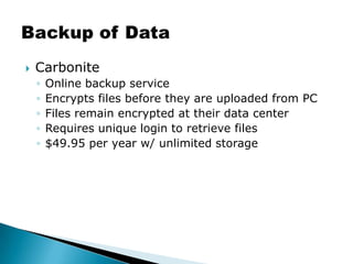 Norton 360Automatic updates of malware & virus definitionsAntispywareEmail scanning of virus / junk email$60 for 3-user license at StaplesMalware Protection & Virus Definitions