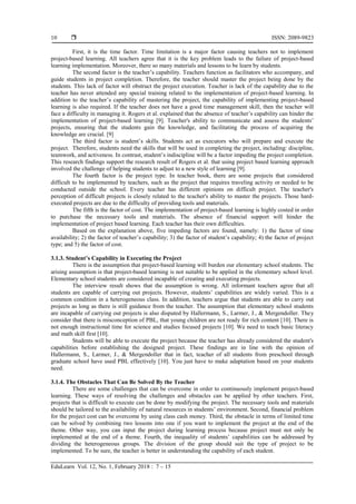 The Obstacles and Strategy of Project Based Learning Implementation in ...