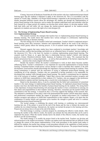 The Obstacles and Strategy of Project Based Learning Implementation in ...