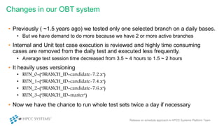 • Previously ( ~1.5 years ago) we tested only one selected branch on a daily bases.
• But we have demand to do more becaus...