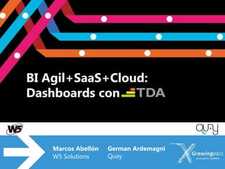 BI Agil+SaaS+Cloud:
Dashboards con



    Marcos Abellón   German Ardemagni
    W5 Solutions     Quay
 