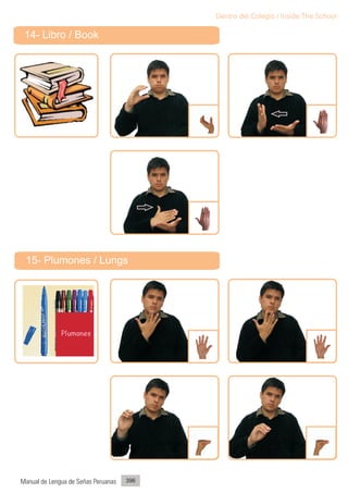 Dentro del Colegio / Inside The School

 14- Libro / Book




 15- Plumones / Lungs




Manual de Lengua de Señas Peruanas   396
 
