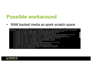 Possible workaround
• RAM backed media as spark scratch space
 