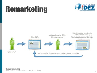 Remarketing




Google Remarketing
http://support.google.com/adwords/bin/answer.py?hl=pt&answer=2454000   8
 