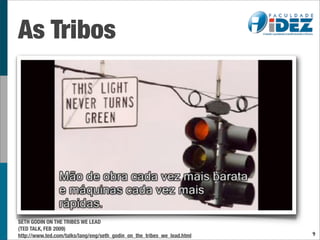 As Tribos




SETH GODIN ON THE TRIBES WE LEAD
(TED TALK, FEB 2009)
http://www.ted.com/talks/lang/eng/seth_godin_on_the_tribes_we_lead.html   9
 