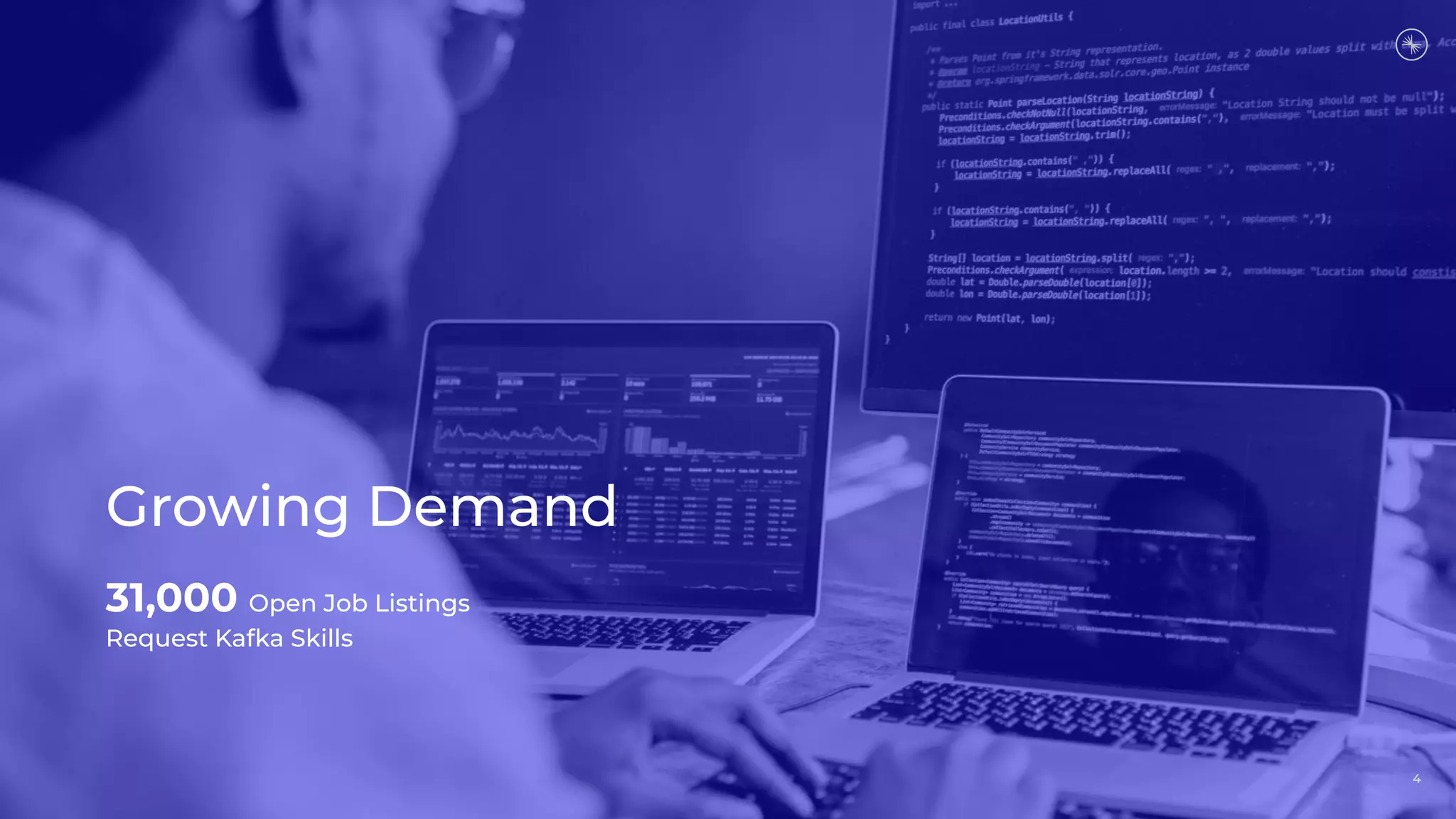 4
Growing Demand
31,000 Open Job Listings
Request Kafka Skills
4
 