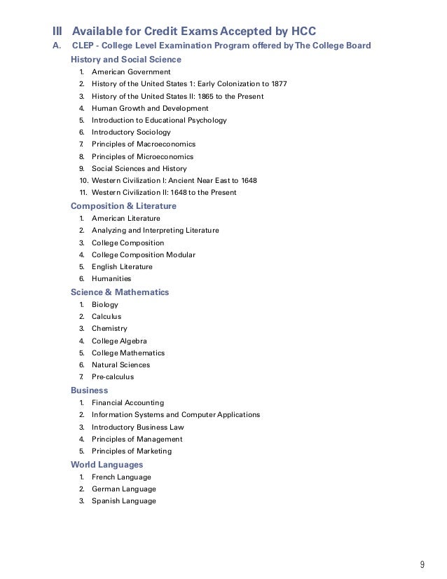 ccaf clep list