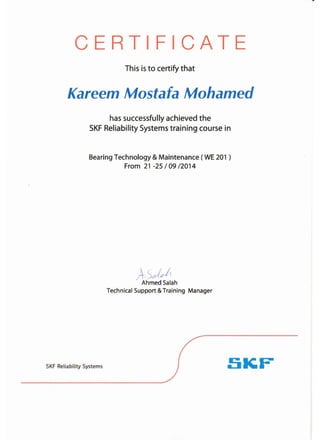 SKF Certificate