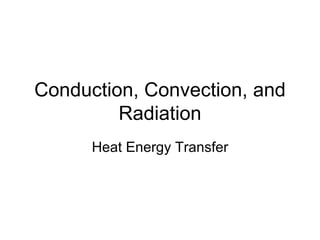 Conduction, Convection, and Radiation Heat Energy Transfer 