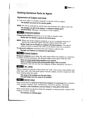 Subject/Verb Agreement Notes 