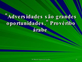"Adversidades são grandes oportunidades." Provéribo árabe  
