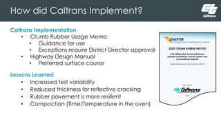 Caltrans Perspective: Rubber Asphalt Pavement Worskhop