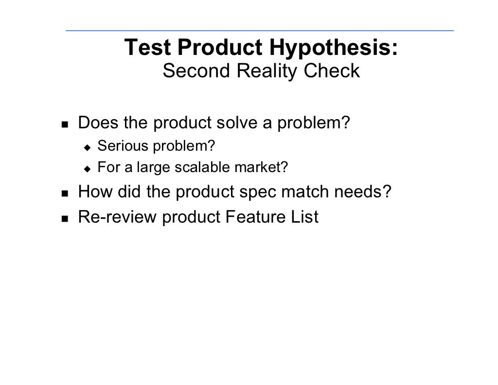 Test Product Hypothesis Second Reality