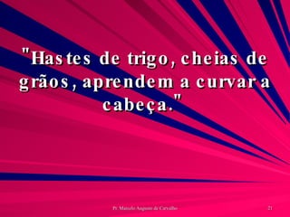 "Hastes de trigo, cheias de grãos, aprendem a curvar a cabeça."  