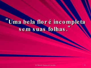 "Uma bela flor é incompleta sem suas folhas."  