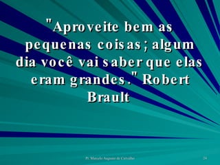 "Aproveite bem as pequenas coisas; algum dia você vai saber que elas eram grandes." Robert Brault  