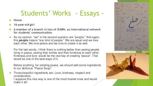Environmental Science Essay Essays On Peace A File For Emails Of A Presentation About Youth Example Of Proposal Essay also Thesis Example Essay Essay On Peace Barcafontanacountryinncom What Is Business Ethics Essay