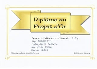 Diploma Primer Lugar Concurso de Gestión de Proyectos en Escuel
