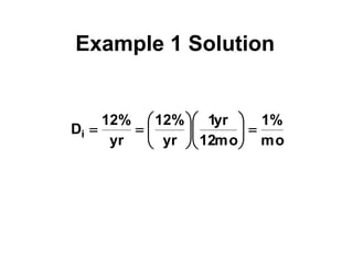Example 1 Solution
mo
%
1
mo
12
yr
1
yr
%
12
yr
%
12
Di 














 