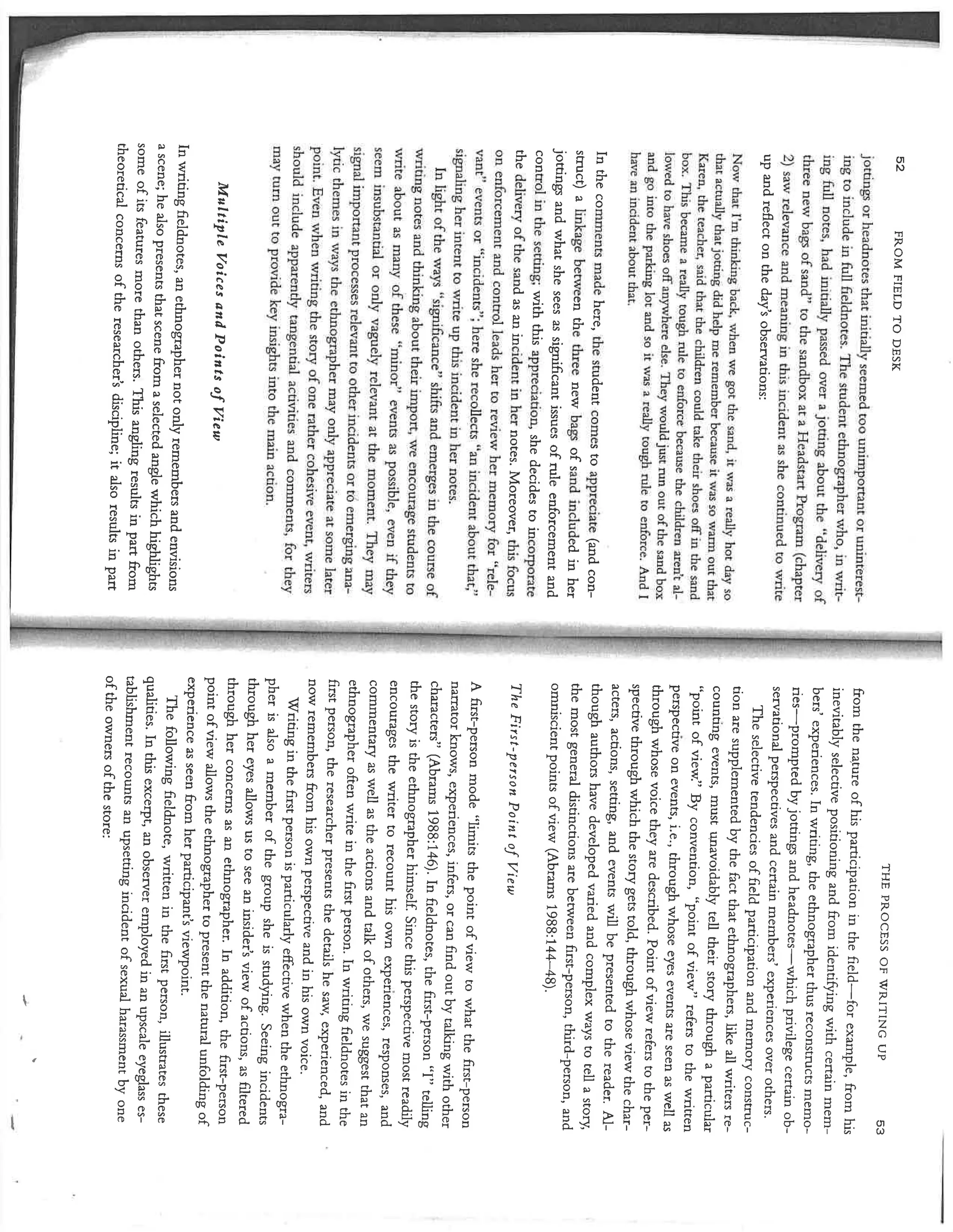 writing ethnographic field notes