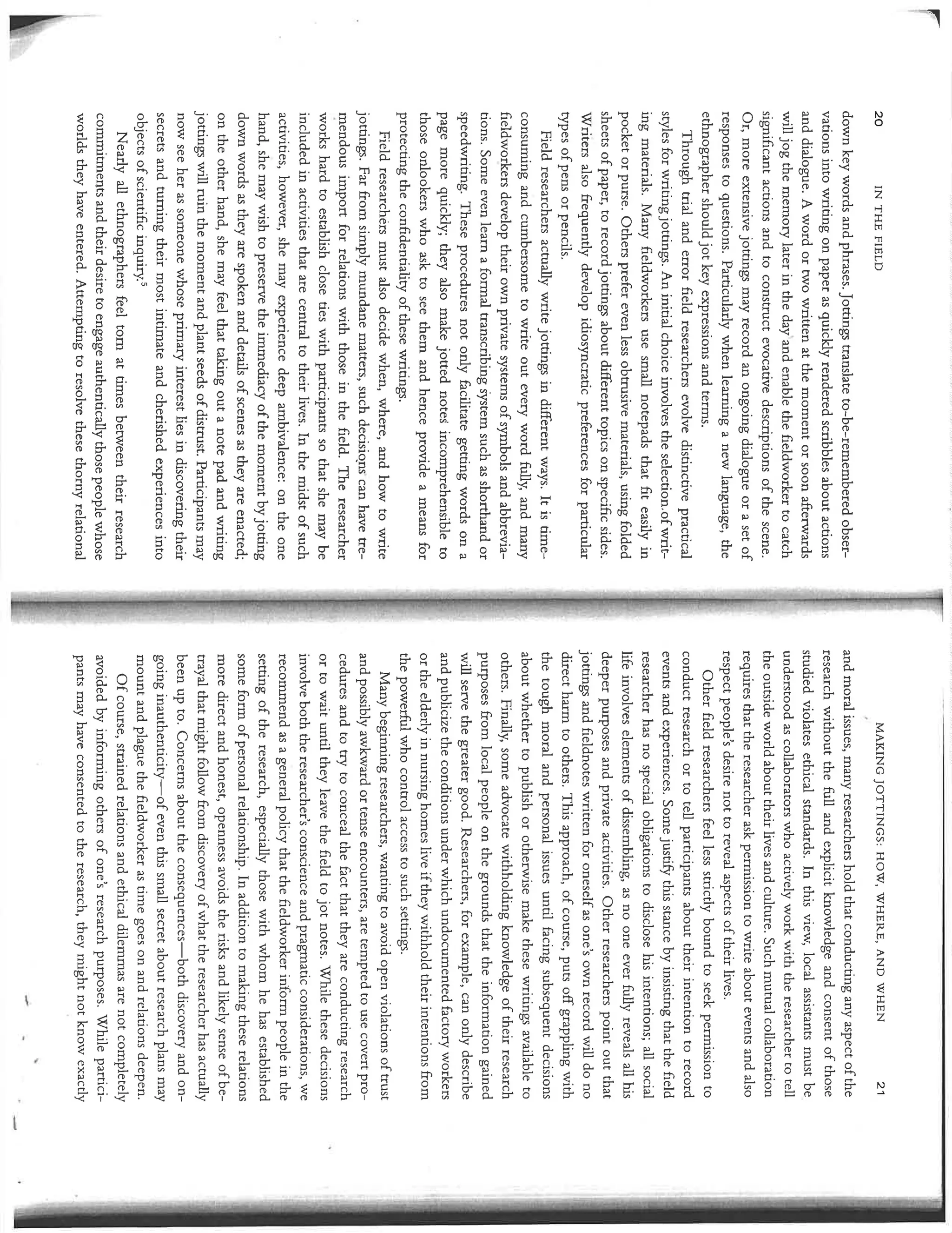 writing ethnographic field notes