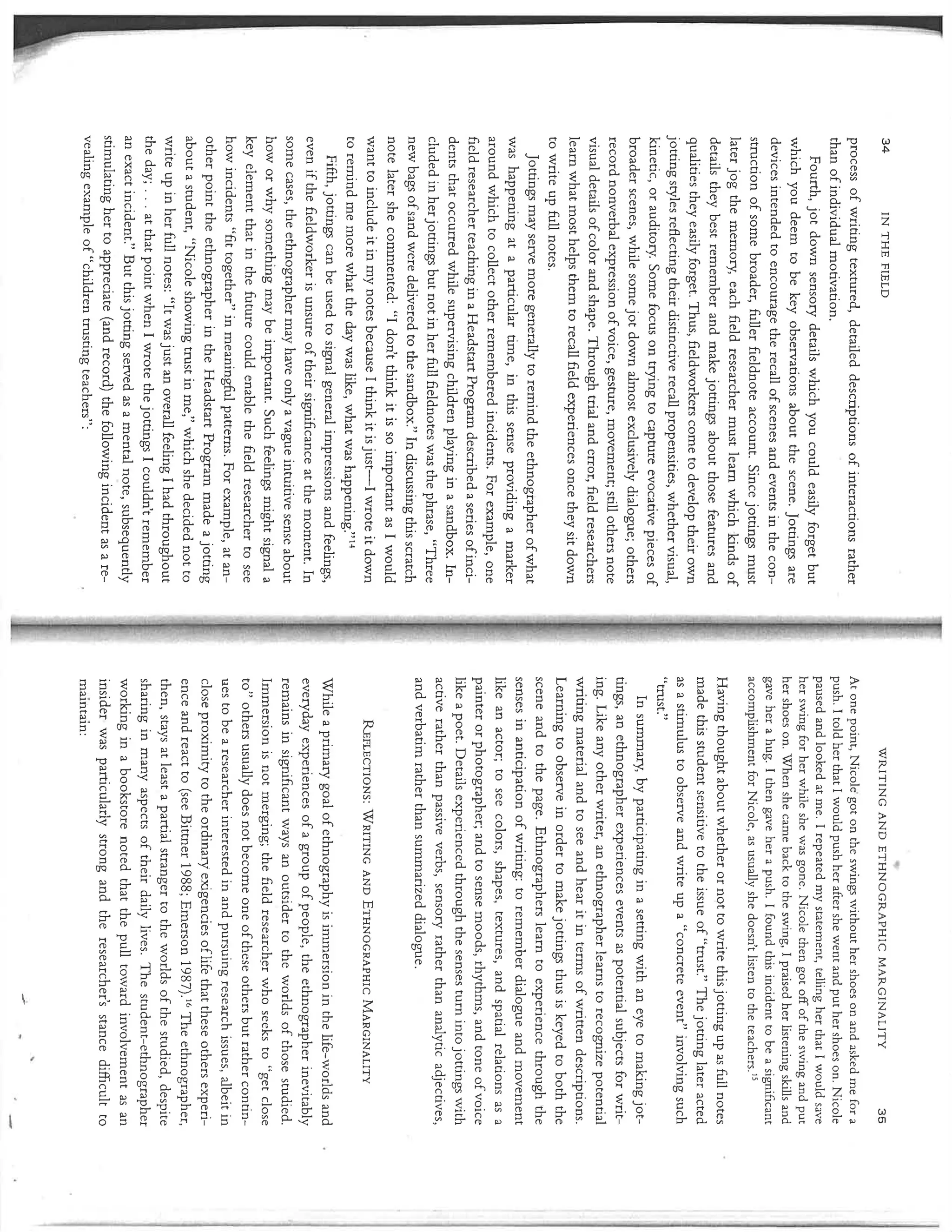 writing ethnographic field notes