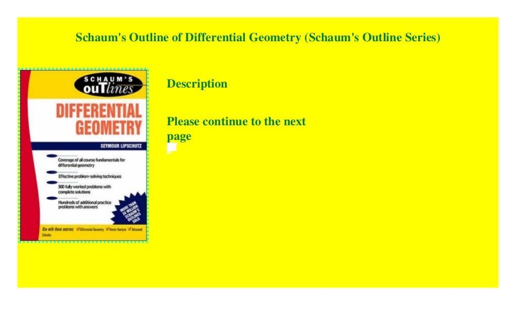 Schaum's Outline of Differential Geometry (Schaum's Outline Series