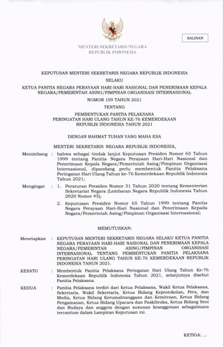Kepmen Panitia HUT ke-76 RI | PDF