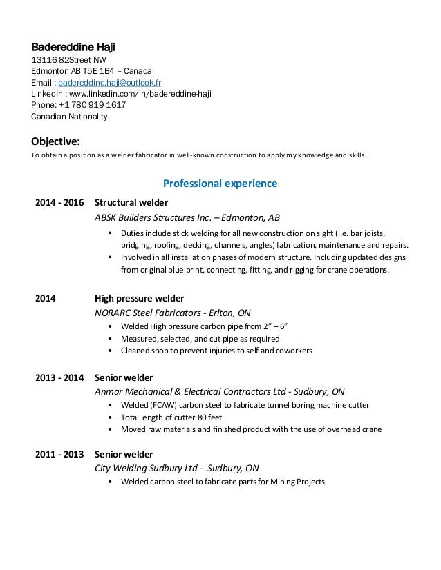 welder cv