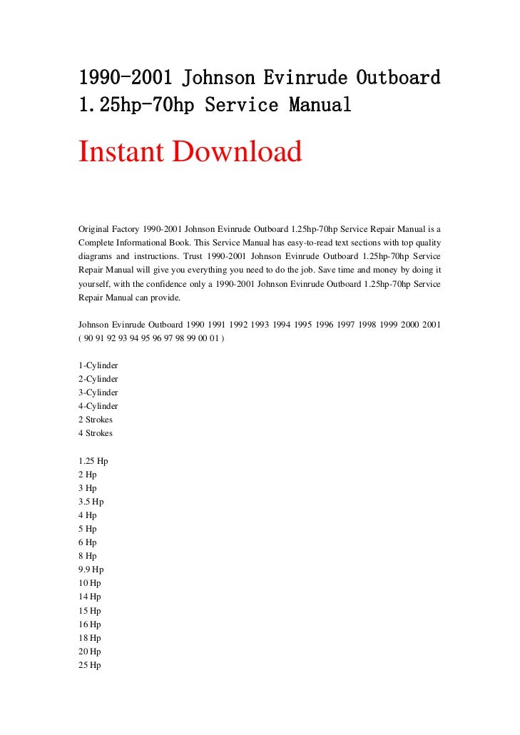 DOWNLOAD Evinrude Repair Manual Models evinrude outboard repair manual free download