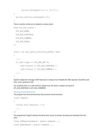 Virtual Pkt The CppCat Analyzer Checks TortoiseGit | PDF
