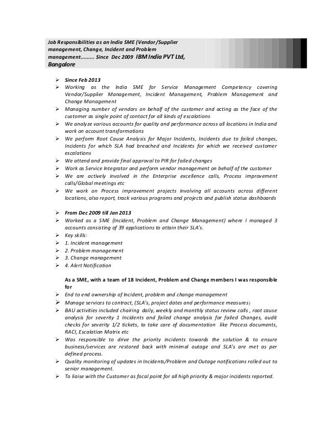 problem management resumes