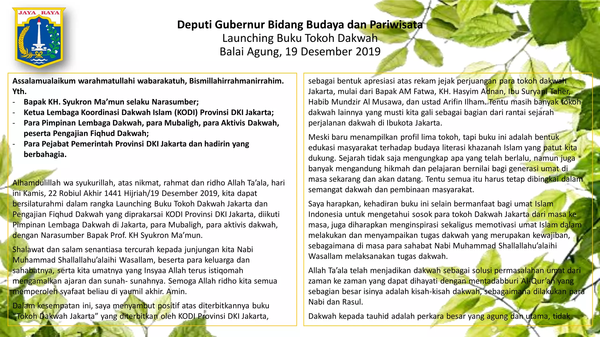 Launching Buku Tokoh Dakwah | PDF